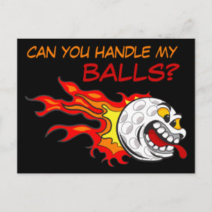 Flying Golf Ball in Flames with a Funny Quote Postcard
