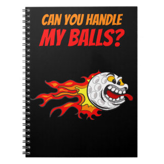 Flying Golf Ball in Flames with a Quote, Sport Notebook