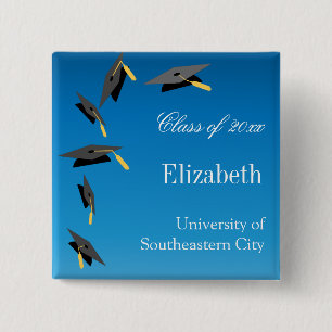 Flying Graduation Caps 15 Cm Square Badge