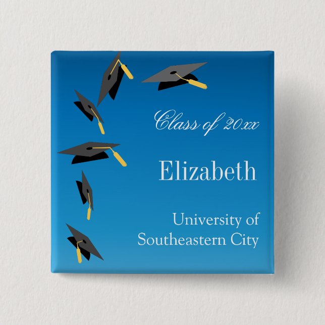 Flying Graduation Caps 15 Cm Square Badge (Front)