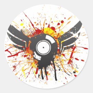 Flying Graffiti Record - Music Audio DJ Vinyl Classic Round Sticker