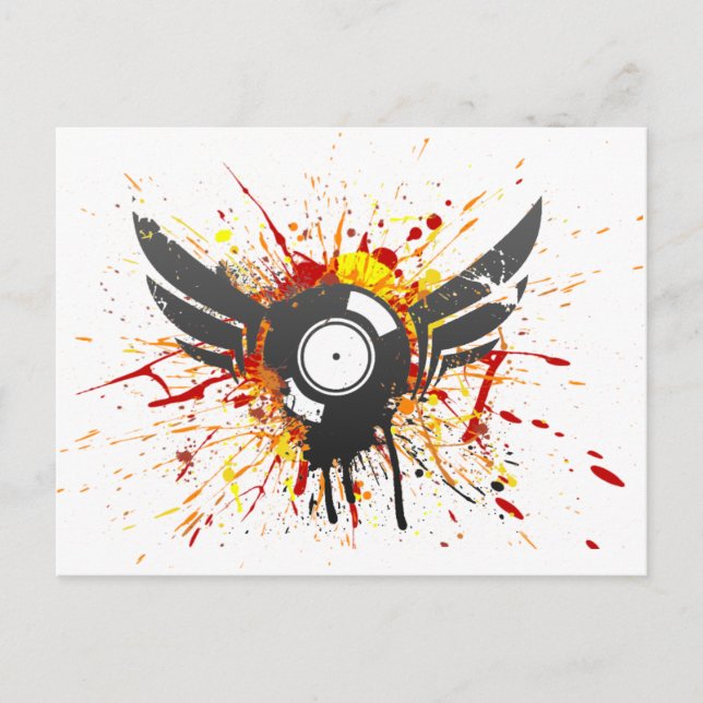 Flying Graffiti Record - Music Audio DJ Vinyl Postcard (Front)