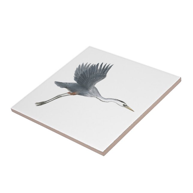 Flying Great Blue Heron Ceramic Tile (Side)