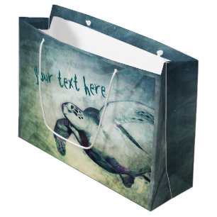 Flying Green Sea Turtle   Custom Gift Bags