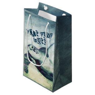 Flying Green Sea Turtle   Custom Gift Bags