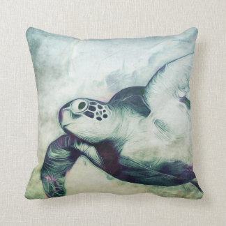 Flying Green Sea Turtle | Throw Pillow