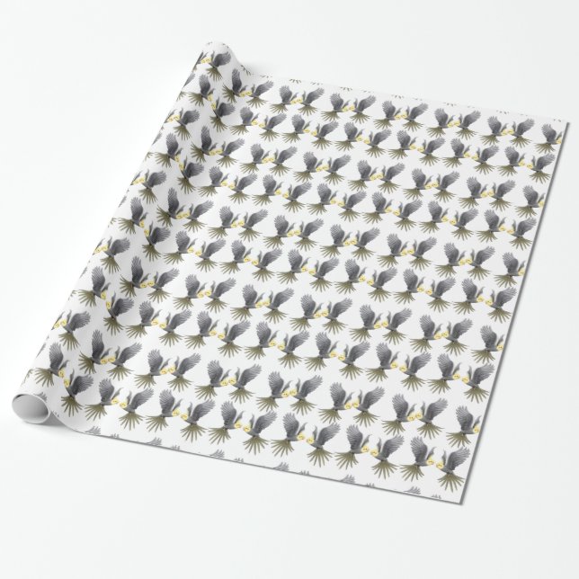 Flying Grey Cockatiel Parrots Wrapping Paper (Unrolled)