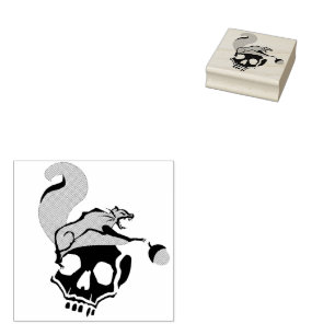 Flying Grey Death Squirrel Rubber Stamp