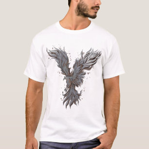 Flying Grey Phoenix Bird Graphic T-Shirt - classic