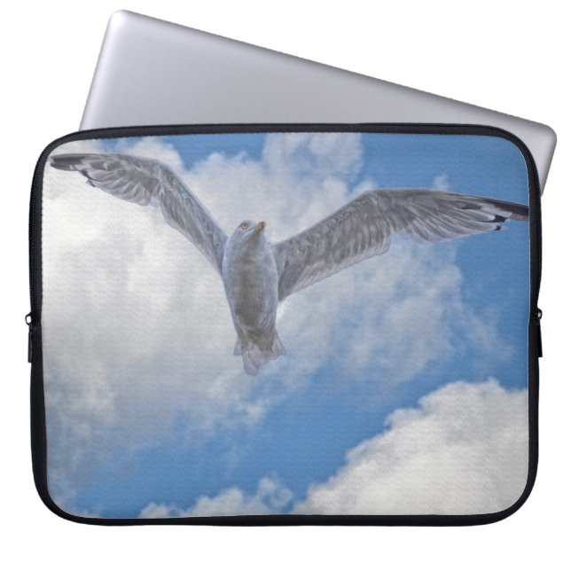 Flying Gull Bird Wildlife Birdlover Gift Laptop Sleeve (Front)