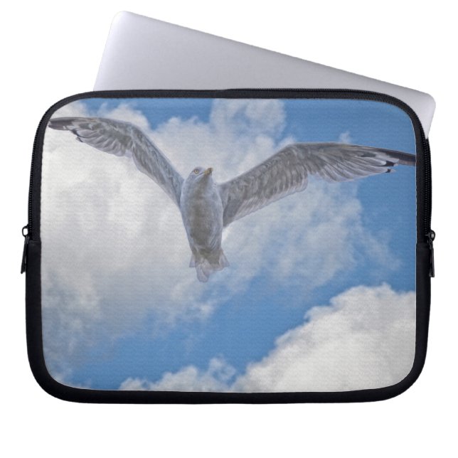 Flying Gull Bird Wildlife Birdlover Gift Laptop Sleeve (Front)