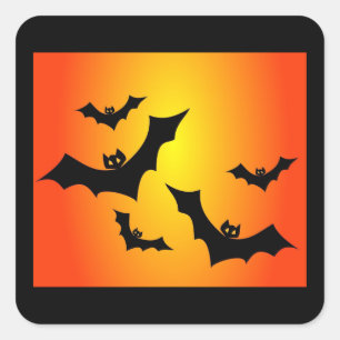 Flying Halloween Bats Square Sticker