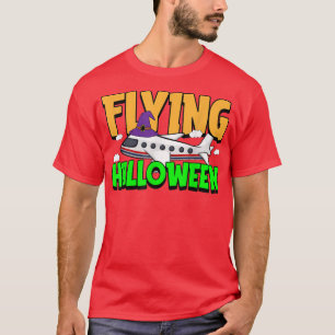 Flying Halloween Costume Cool Aeroplane Witch Hat  T-Shirt