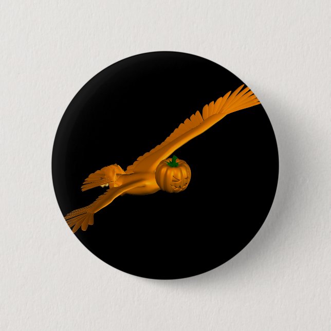 Flying Halloween Eagle 6 Cm Round Badge (Front)