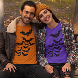 Flying Halloween Galaxy Bats and Stars T-Shirt
