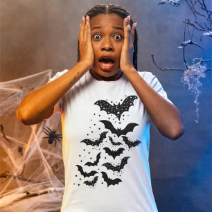 Flying Halloween Galaxy Bats and Stars Tri-Blend Shirt