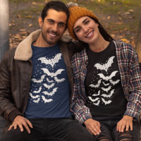 Flying Halloween Galaxy White Bats and Stars