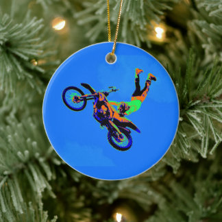 Flying Handstand - Freestyle Motocross Stunt Ceramic Tree Decoration