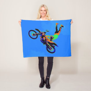 Flying Handstand - Freestyle Motocross Stunt Fleece Blanket