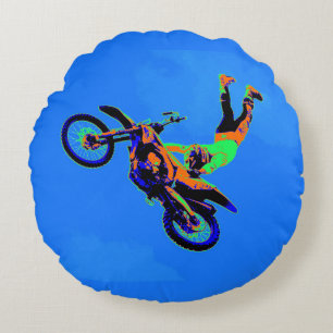 Flying Handstand - Freestyle Motocross Stunt Round Cushion