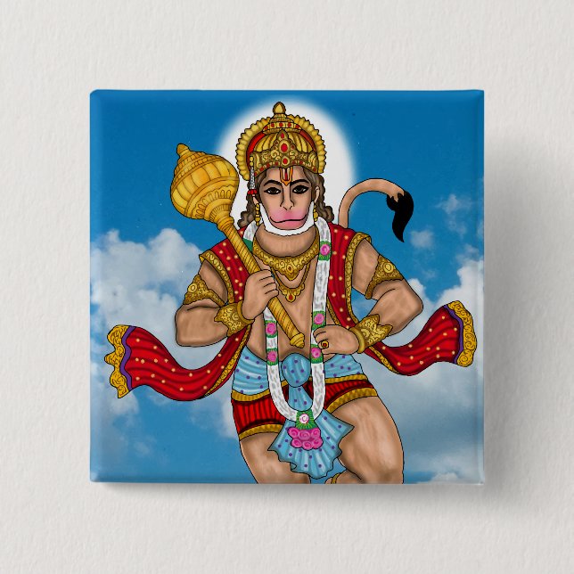 Flying Hanuman Button (Front)