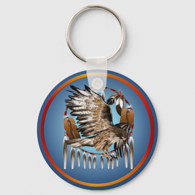 Flying Hawk Dreamcatcher Keychain (Front)