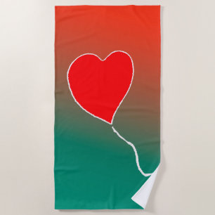 Flying heart beach towel