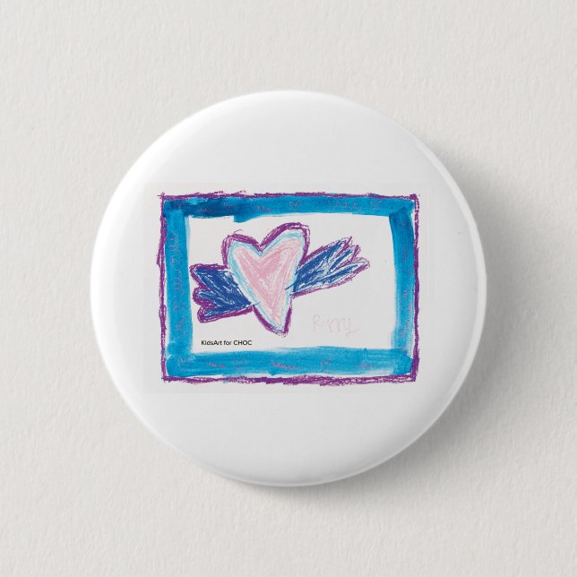 Flying Heart - Kids Art for CHOC  6 Cm Round Badge (Front)