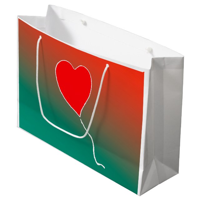 Flying heart large gift bag (Front Angled)