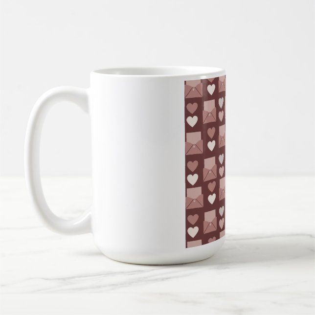 flying hearts, love envelopes and mobile phones. coffee mug (Left)