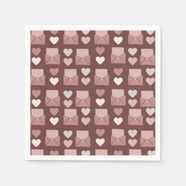 flying hearts, love envelopes and mobile phones napkin (Front)