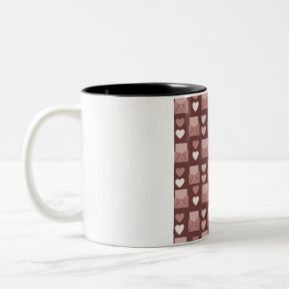 flying hearts, love envelopes and mobile phones Two-Tone coffee mug