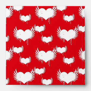 Flying Hearts Red and White Valentine's Pattern Envelope