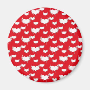 Flying Hearts Red and White Valentine's Pattern Magnet