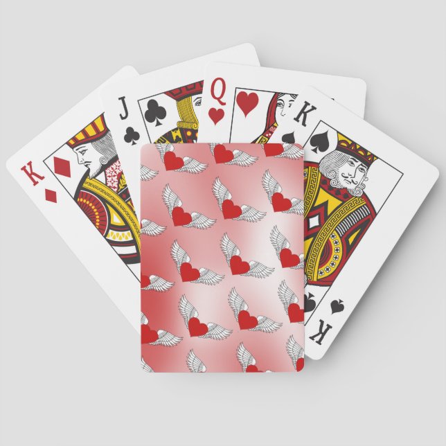 Flying Hearts Tilt Classic Playing Cards (Back)