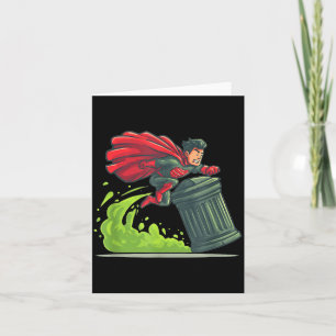 Flying Hero With Trash Can Costume For Take Out Th Card