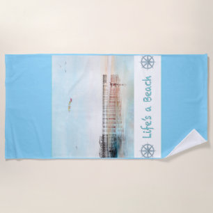 Flying High at Low Tide Beach Towel