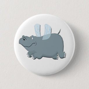 Flying Hippo 6 Cm Round Badge