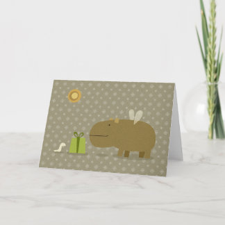 Flying Hippo and his friend Little Worm Card