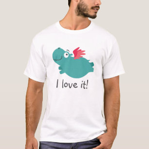 Flying Hippo Illustration T-Shirt