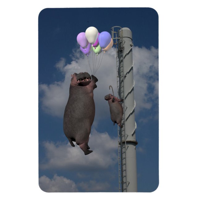 Flying Hippopotamus Magnet (Vertical)