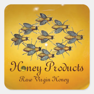 FLYING HONEY BEES / BEEKEEPER BEEKEEPING SQUARE STICKER