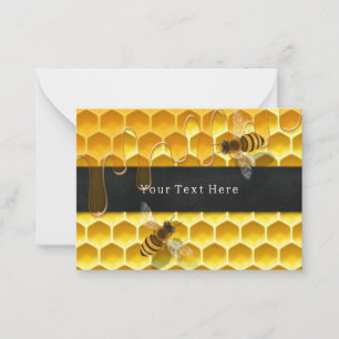 Flying Honeybees over Yellow Honeycomb Custom Card