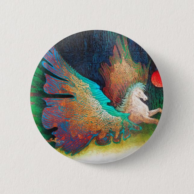 Flying Horse 6 Cm Round Badge (Front)