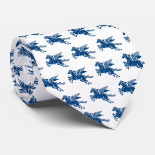 Flying Horse - Indigo Style Blue & White on White Tie