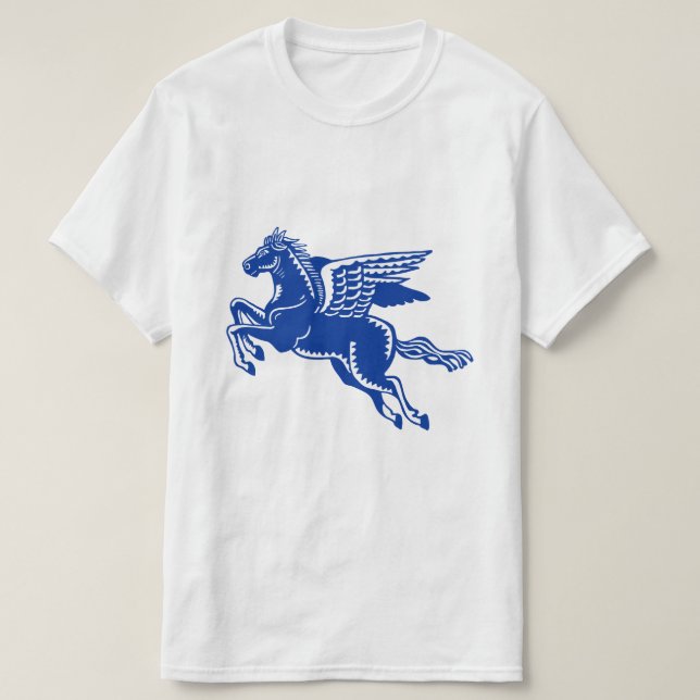 Flying Horse - Navy Blue and White T-Shirt (Design Front)