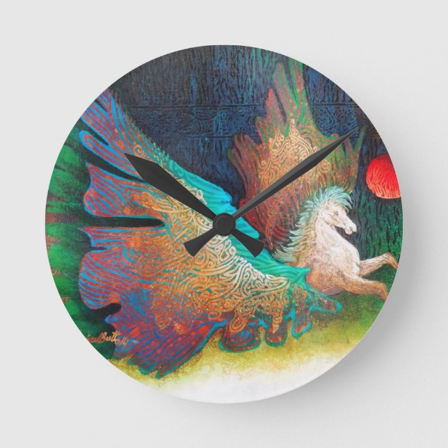 Flying Horse Round Clock (Front)