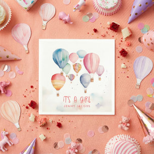 Flying hot air balloons its a girl paper fun napkin