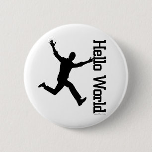 Flying Human Figure Profile Black/White Graphic Ar 6 Cm Round Badge