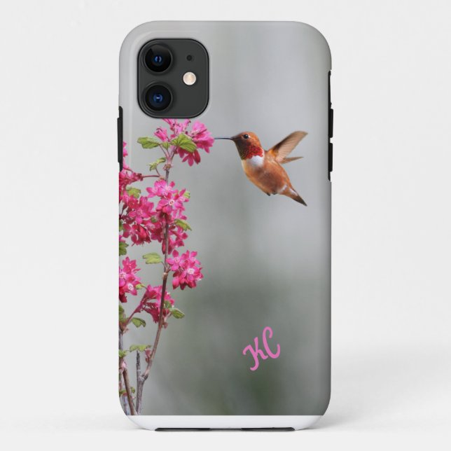 Flying Hummingbird and Flowers Case-Mate iPhone Case (Back)